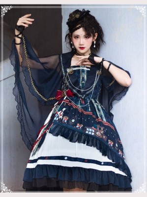 Marionette Lolita Dress + Cloak Set by YingLuoFu (SF32)